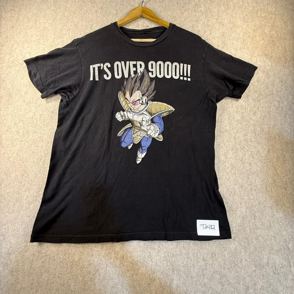 Dragon Ball Z Vegeta Its Over 9000 Black Graphic T-Shirt Ripple Junction Large